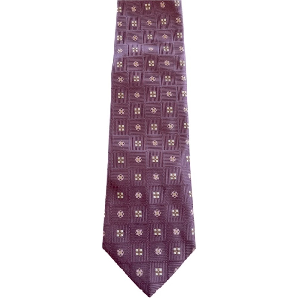 Andrew’s Ties. Purple print. 100% Silk.